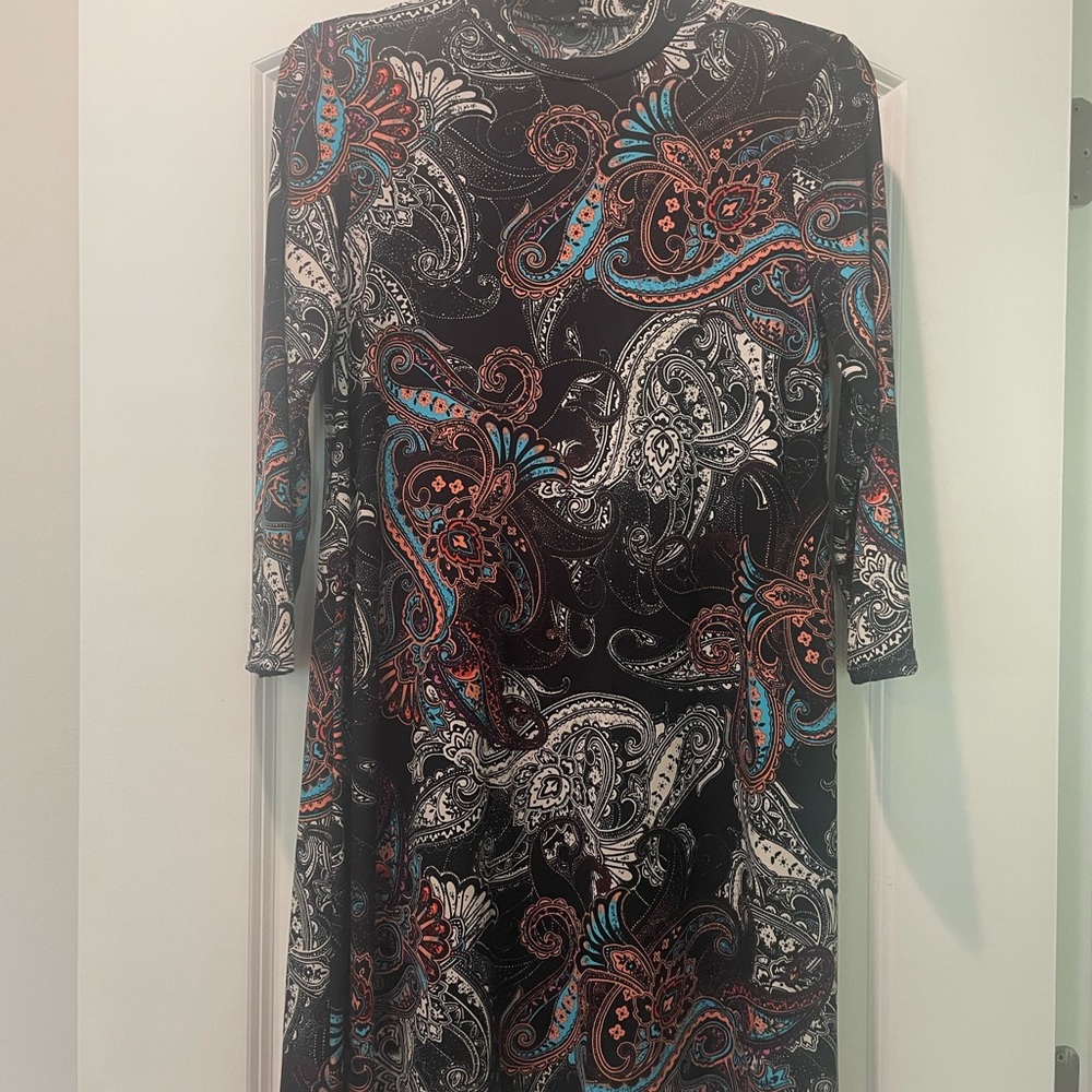 Paisley Print Black Dress
